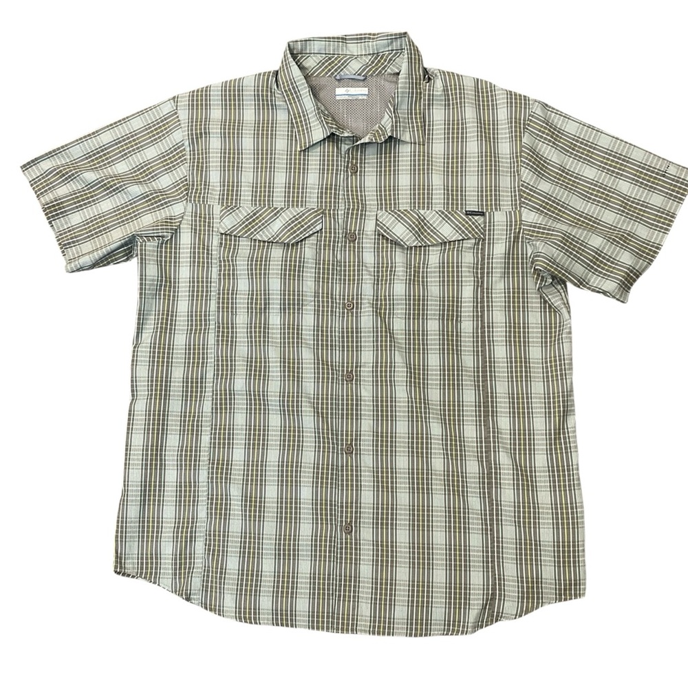Columbia | Blue Plaid Check Short Sleeve Button Down Omni Shade Shirt XL